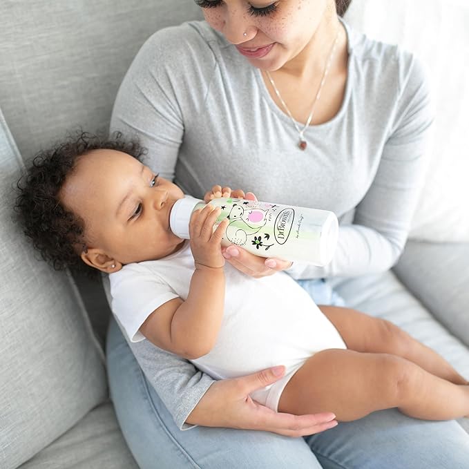 Dr. Brown's Natural Flow Anti-Colic Options+ Narrow Baby Bottle, Goat and Squirrel, 8 oz/250 mL, with Level 1 Slow Flow Nipple, BPA Free, 0m+, 2-Pack