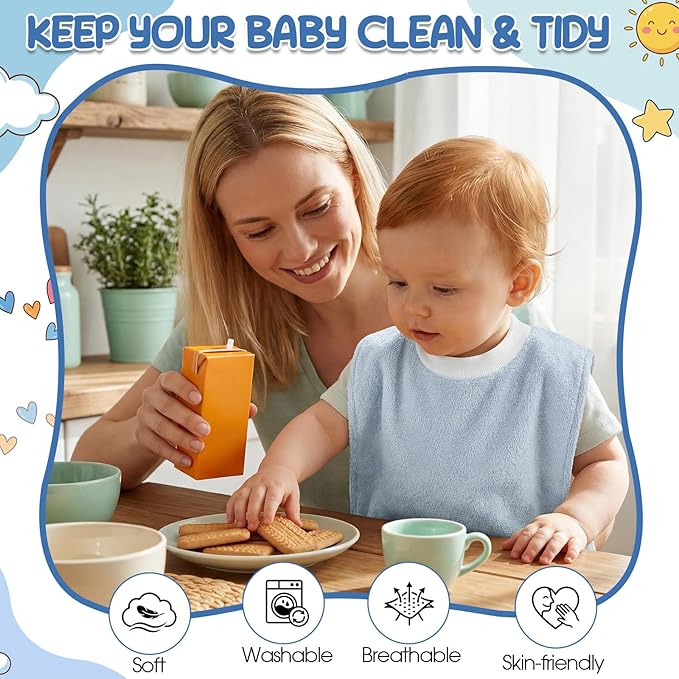 Foaincore 6 Pcs Pullover Baby Bibs Cotton Terry Toddler Absorbent Infant for Feeding and Drooling Towel Bib (Morandi Colors)