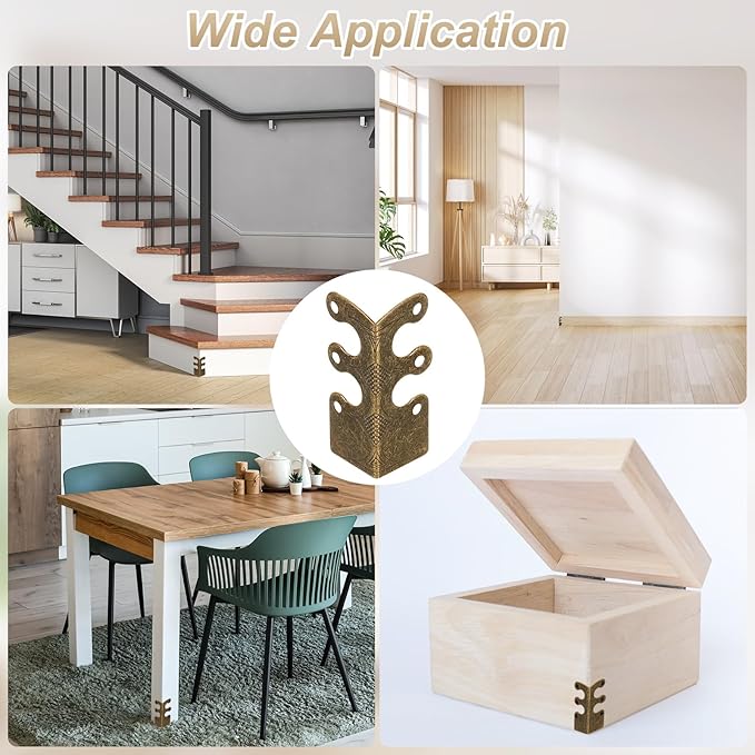 uxcell 15 Pcs Baseboard Corner Protectors, Skirting Board Corner Protector Vintage Metal Edge Cover with Screws for Furniture Table Cabinet Drawer, Bronze