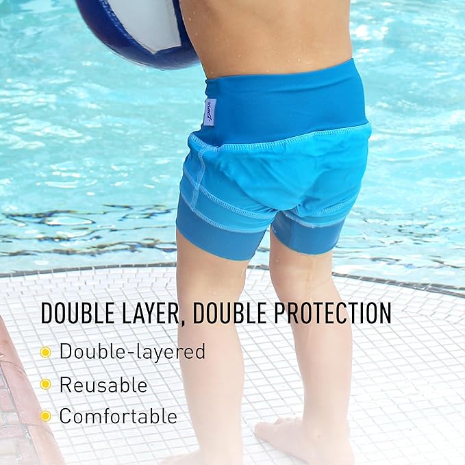 FINIS Double Swim Diaper for Babies & Toddlers - Reusable - Double-Layered Protection - UPF 50 & Up - Caribbean L