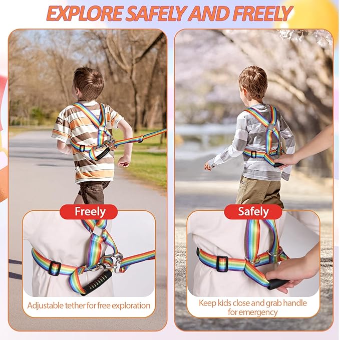 JXM Safety Walking Harness for Big Kids with Autism Ages 6-12, Child Elopement Leash with Grab Handle and Tether, Prevent Wandering in Public for Special Needs, Autistic ADHD Active Children