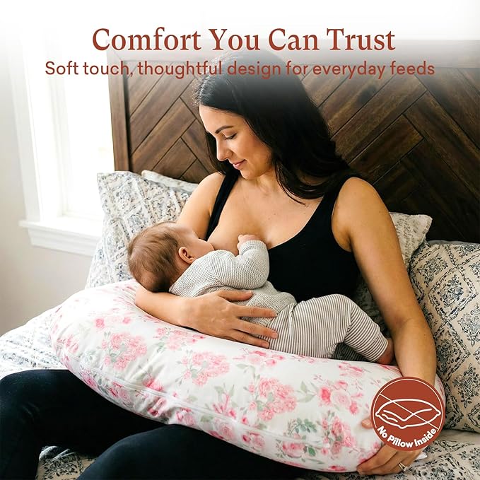 3-Pack Nursing Pillow Cover Compatible with New Boppy Nursing Pillow - Soft Stretchy Microfiber Feeding Pillow Cover, Washable Slipcover for Breastfeeding & Bottle Feeding (Cover Only)