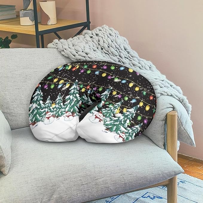 Christmas Lights Snowman Nursing Pillow Covers Breastfeeding Pillow Slipcover for Newborn Soft Nursing Pillow Case Skin-Friendly U-Shaped Hidden Zipper Design Xmas Decor
