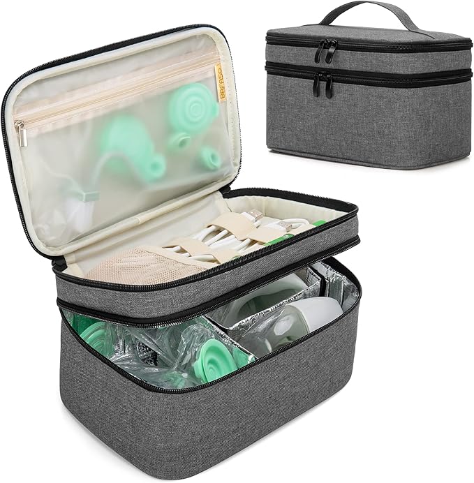 BAFASO Breast Pump Bag Compatible with Momcozy S12 Pro, Momcozy M5, Elvie Breast Pump, Carrying Case for Wearable Breast Pump and Extra Parts, Gray
