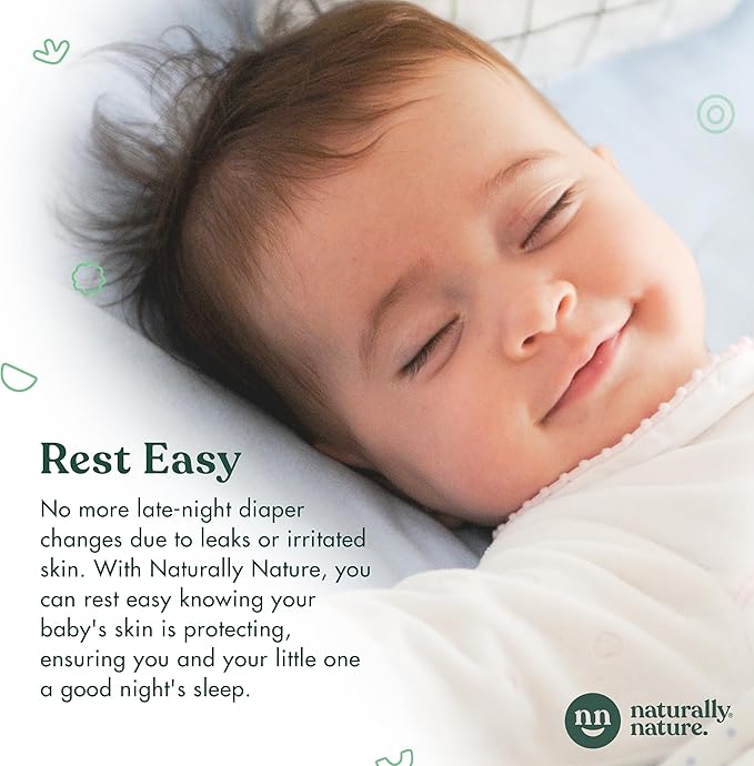 Naturally Nature Overnight Diaper Booster Pads, Stops Overnight Leaking, Diaper Liners for Toddler, Nighttime Diapers Size 5, Adhesive Pad for Girls, Boys, 32 ct.