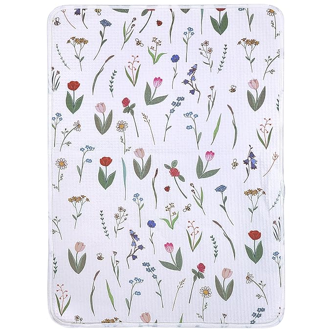 haakaa Waterproof Changing Pad Liners, 100% Cotton, Soft & Breathable (1pc, 19.5" x 27.5" Honey Blossom)