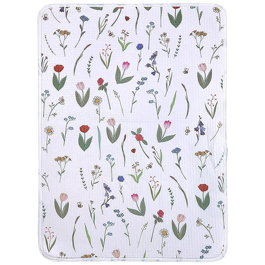 haakaa Waterproof Changing Pad Liners, 100% Cotton, Soft & Breathable (1pc, 19.5" x 27.5" Honey Blossom)