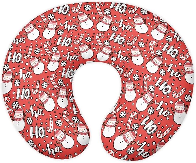 Christmas Candy Snowman Nursing Pillow Cover for U-Shaped Breastfeeding Pillow Nursing Pillow Hidden Zipper Design Soft and Skin-Friendly