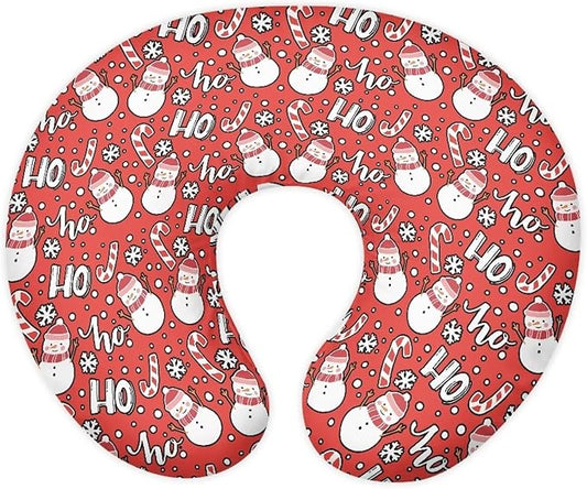 Christmas Candy Snowman Nursing Pillow Cover for U-Shaped Breastfeeding Pillow Nursing Pillow Hidden Zipper Design Soft and Skin-Friendly
