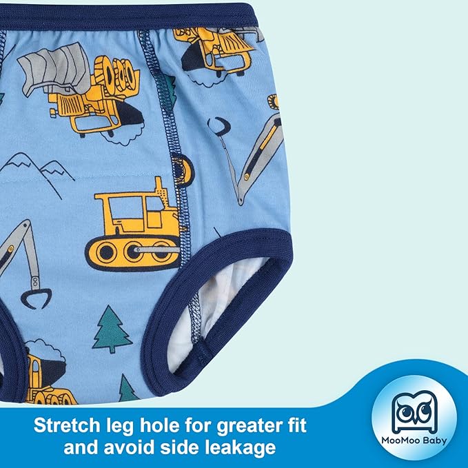 MooMoo Baby Training Underwear 4 Packs Absorbent Toddler Potty Training Pants for Boys and Girls-Cotton Animal Print 2T-6T