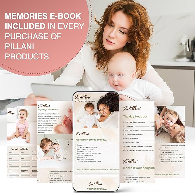 PILLANI Nursing Pillow, Breastfeeding Pillows for Enhanced Safety & Comfort for Mom & Baby, Removable Cotton Cover, Adjustable Waist Strap, Breastfeeding Essentials, Baby Registry Search