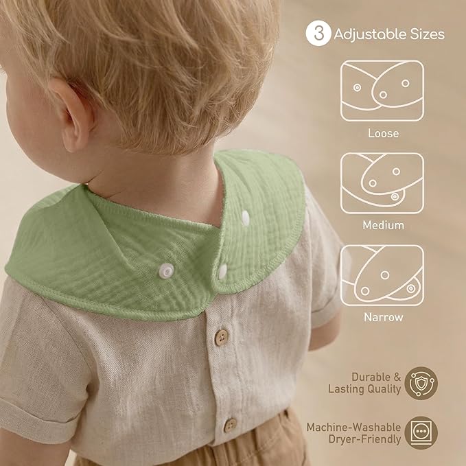 Muslin Baby Bibs 8 Pack, Baby Bandana Drool Bib for Drooling and Teething, 100% Cotton Soft Absorbent for Girls Boys Fresh Hues