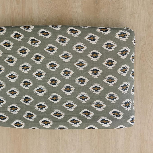 Mebie Baby Changing Pad Cover, Southwest Aztec, 100% Muslin Cotton Changing Table Pad Cover for Baby Boy and Girl, Designer Nursery Decor Covers, Diaper Changing Pad Cover for Changing Station