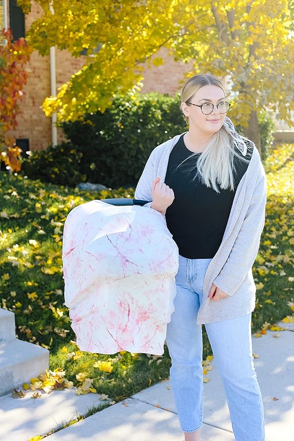 Copper Pearl Multi-Use Cover: Car Seat, Nursing, Stroller Cover - Stretchy Rayon Fabric, All-Season Use, Roxy