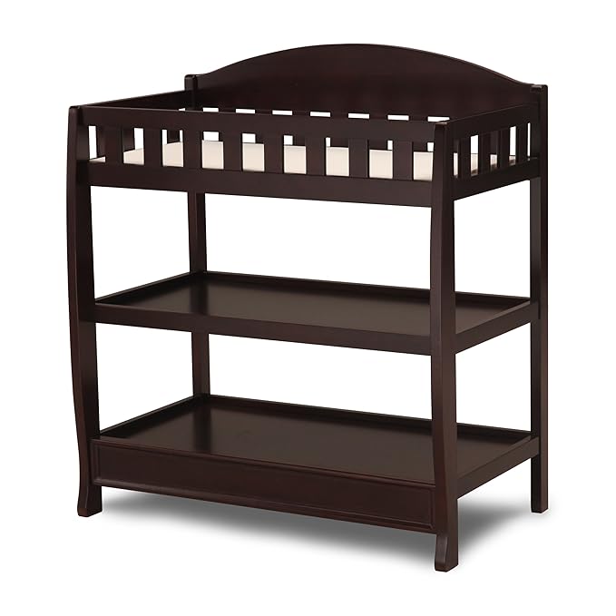 Delta Children Infant Changing Table with Pad, Dark Chocolate & Foam Contoured Changing Pad with Waterproof Cover
