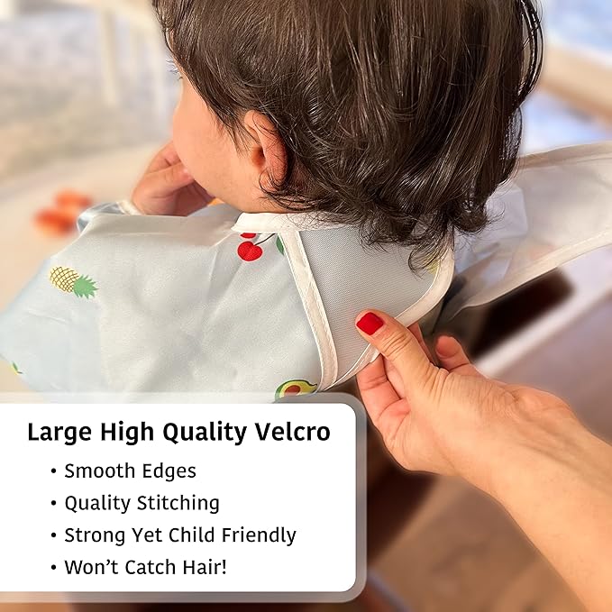 Waterproof Long Sleeve Bib – Machine Washable Baby Bibs for Eating – Baby Smock Bib for Toddler – BLW Supplies for Baby