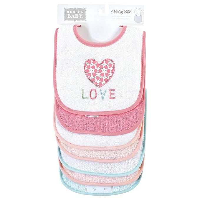 Hudson Baby Unisex Baby Cotton Terry Drooler Bibs with Fiber Filling, Bunny, One Size