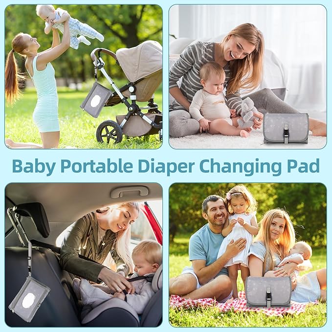 Portable Baby Diaper Changing Pad with Wipe Dispenser and Waste Bag Dispenser Detachable Diaper Changing Travel Bag with Waterproof Changing Mat Well Organized for Changing Kits