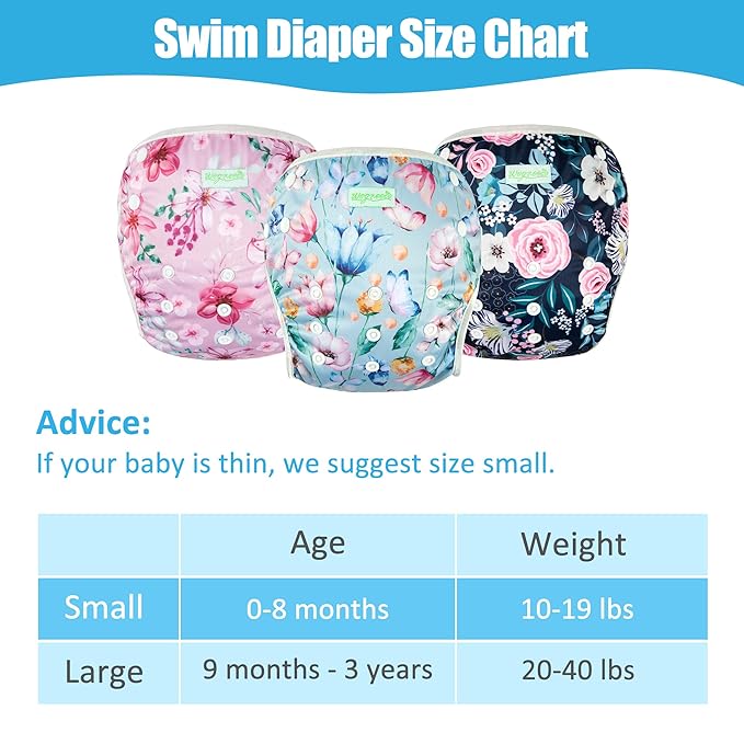wegreeco Baby & Toddler Snap One Size Adjustable Reusable Baby Swim Diaper (Peach Blossom, Large, 3 Pack)