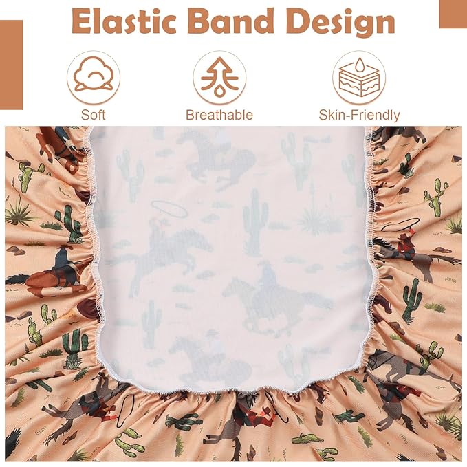 CroBlissful 4 Pcs Western Stretchy Baby Changing Pad Covers for Boys and Girls Soft Diaper Changing Table Pad Cover Breathable Comfy Newborn Baby Cradle Sheets Bedding Nursery 32 x 16 x 5 Inch