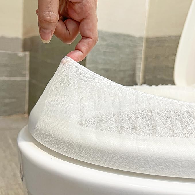 20PCS Plastic Toilet Seat Cover Cushion Protector Mat Large Pack, White Disposable Non-Woven Portable Little Individual Single Package for Adult Home Travel Children Training Environmental Protection