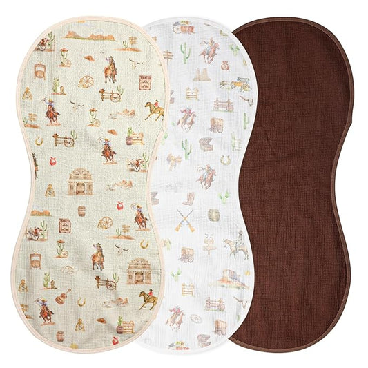 Hahafelt 3 Pcs Changing Pad Liners Fits in Peanut Shape Changing Pad Waterproof Diaper Mats Organic Cotton Peanut Mats are Warm on Baby's Back, Washable Reusable (Cowboy,Mixed Color)