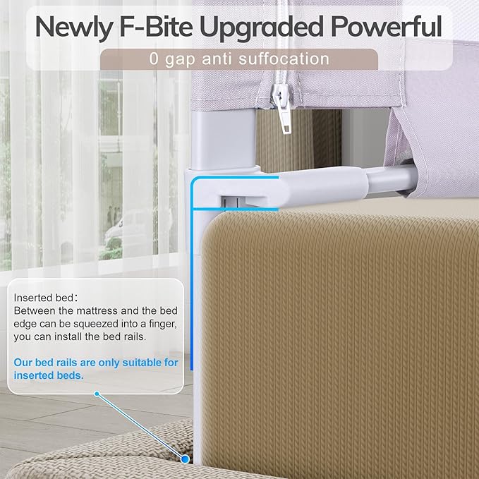 omzer Bed Rail for Toddlers - Toddler Bed Rails with Double Child Lock - Bed Rail for Baby Kids with Pattern - Height Adjustment Guard Rails for Full Size Bed - 1 Pack, 54”