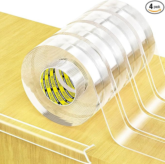 4Pack Clear Edge Protector Strip,1.18in x 16.4FT(65.6FT Total), Sharp Edge Wrap Cover Tape,Self Adhesive Protective Bumper Guards for Cabinet Door Desk Table Furniture,Kitchen Countertop,Waterproof