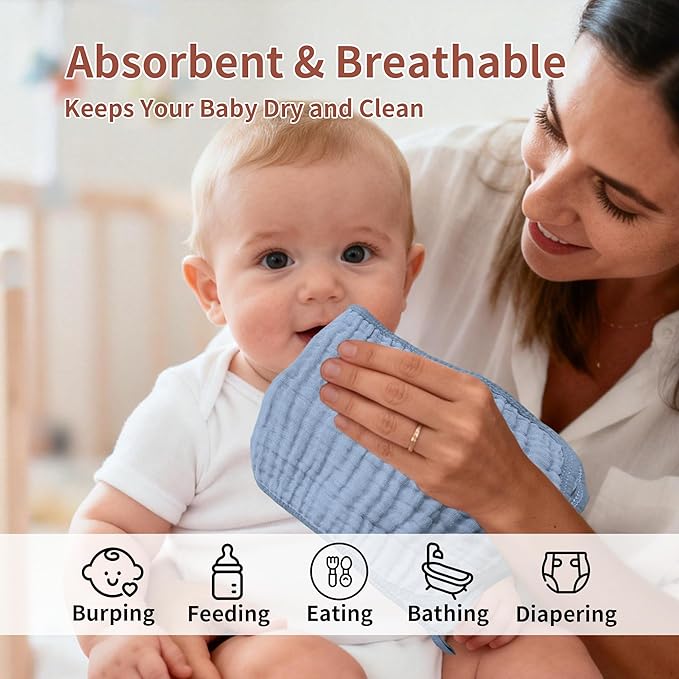 Extra Large Baby Burp Cloths 6-Pack, 19.69 x 11.81 Inches, Twice the Size of Standard Burp Cloths, Ultra Soft & Highly Absorbent, Perfect for Newborns & Infants