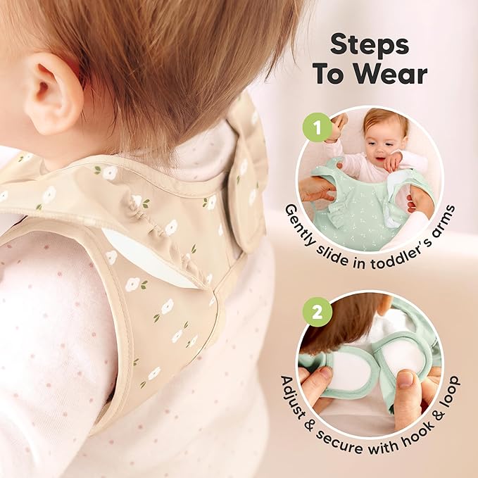 KeaBabies Waterproof Bibs for Baby Girl,Boy – 2-Pack Lightweight, Large Baby Bibs for Eating, Wearable Food Catcher, 6-12 Months Infant Feeding Essentials, Smock for Toddlers 1-3, Kids (Bloom)