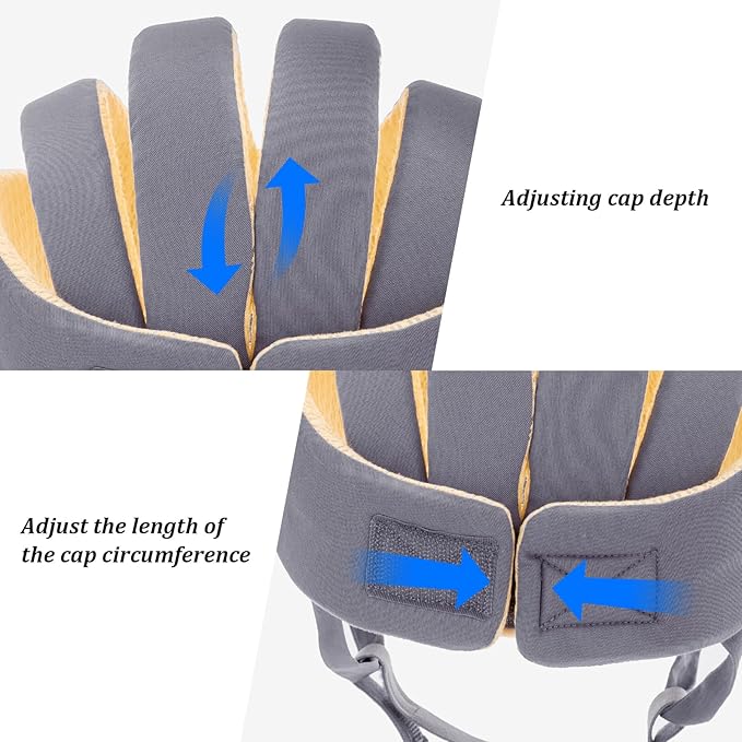 Adjustable Baby Head Protector, Baby Helmets for Crawling Walking Lightweight Safety Baby Helmet Jumping Running Breathable Hat Infant Essentials Toddler Helmets 6-24 Months (Gray)