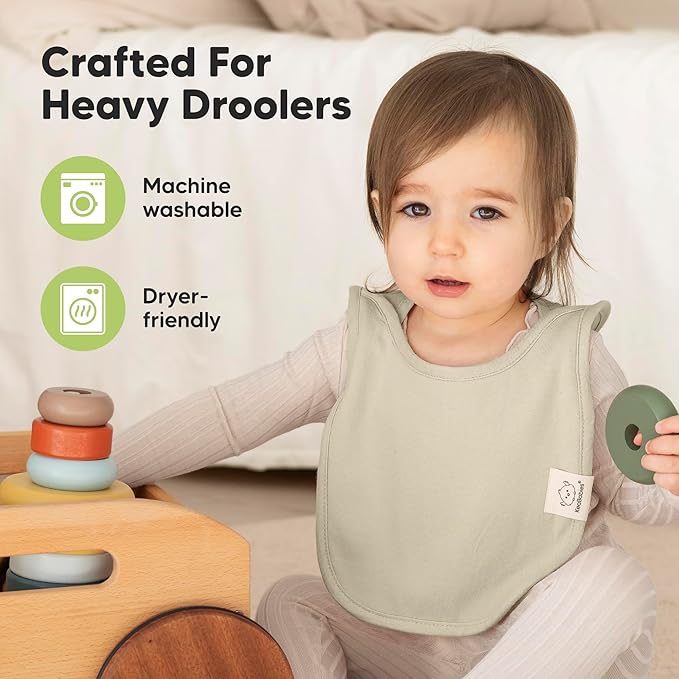 KeaBabies 8-Pack Bibs for Baby Girl, Boy - Pullover Large Baby Bibs for Drooling and Teething Infant, Newborn, Soft & Absorbent Organic Cotton, Long Torso Coverage Keep Toddler Clean & Dry (Dahlia)