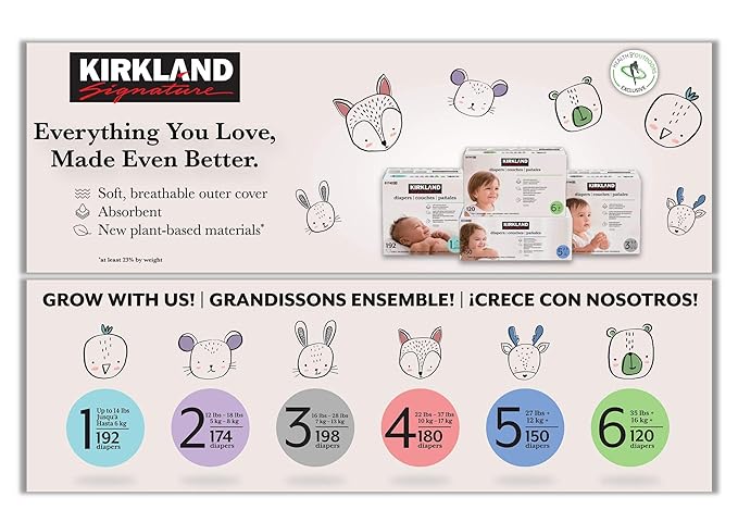 Kirkland Signature Diapers Size 1 (Up to 14 Pounds) 192 Count W/Exclusive Health and Outdoors Wipes