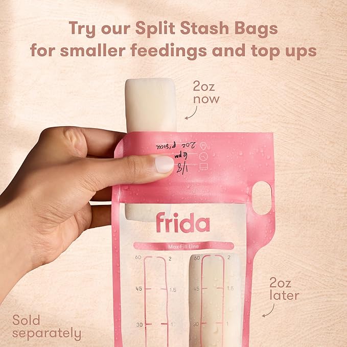 Frida Mom Breastmilk Storage Bags, 50ct Standard Freeze & Thaw Milk Bags for Breastmilk, Leakproof Seal, Perfect Pour Spout, Precise Portions, No Slip Finger Grip, BPA Free, 6oz Bag (Pack of 2)