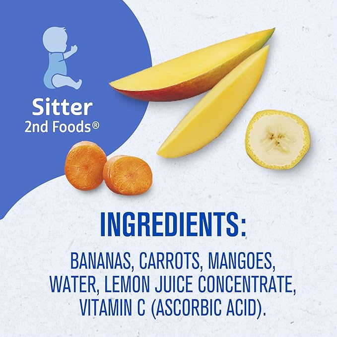 Gerber Stage 2 Baby Food, Banana Carrot Mango Puree Tubs, No Artificial Colors or Flavors, Baby Puree, 16-Pack
