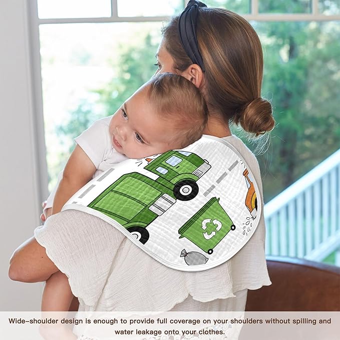 Garbage Trucks Car Burp Cloths Baby Boys Girls Absorbent Soft Cotton Burping Cloths Rags 1 Pack