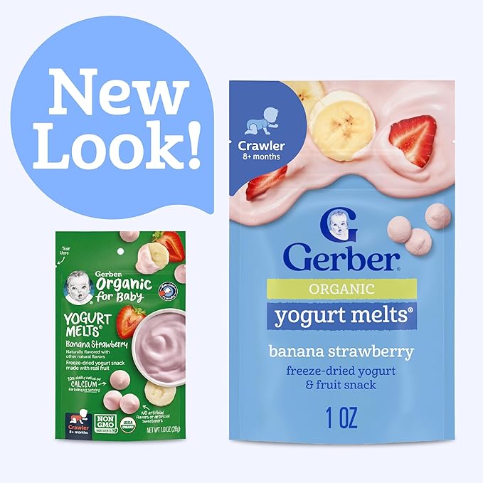 Gerber Baby Snacks Organic Yogurt Melts, Banana & Strawberry, 1 Ounce (Pack of 7)