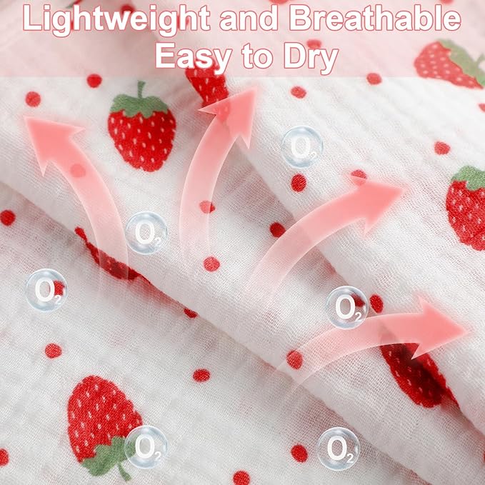 Hahafelt 4 Pcs Strawberry Baby Burp Cloths 100% Cotton Absorbent & Soft Burping Cloth Newborn Towel 2-in-1 Large Size Baby Spit up Burping Rags Set for Boys and Girls Infant Newborn