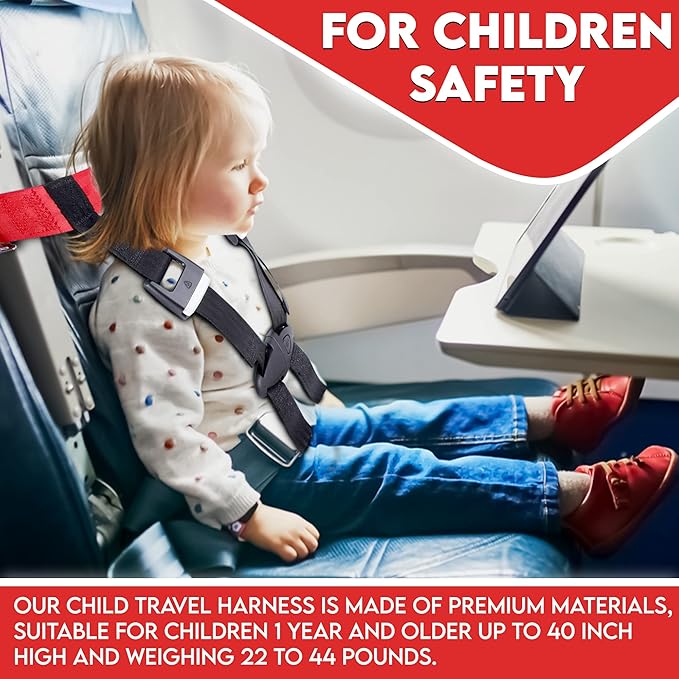 Child Airplane Safety Travel Harness, Upgraded with Metal Buckle, The Safety Restraint System Will Protect Your Child from the unsuspected. - Airplane Kid Travel Accessories for Aviation Travel Use