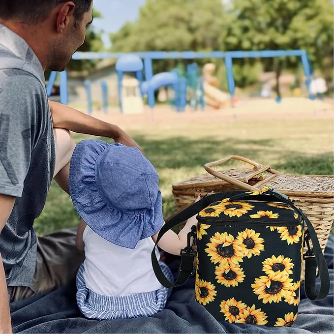 Breastmilk Cooler Bag with Ice Pack Fits 4 Baby Bottles Up to 9 Ounce Insulated Baby Bottle Bag Breast Milk Cooler on The Go with Strap Baby Bottle Cooler Bag for Nursing Mom Daycare or Travel