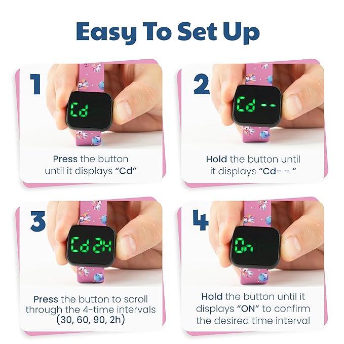 Potty Training Watch & Board Book for Kids – A Water Resistant Potty Reminder Device for Boys & Girls - Train Your Toddler with Fun Musical or Vibration Reminders and Printed Board Book (Unicorn)