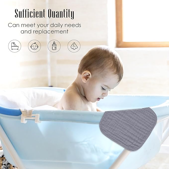 Baby Washcloths -100% Cotton Muslin Soft Baby Bath Wash Cloths and Absorbent Baby Wipes for Newborns Kids Girls and Boys - 12 Pack, 12x12 Inches - Slate, Grey, Navy Series