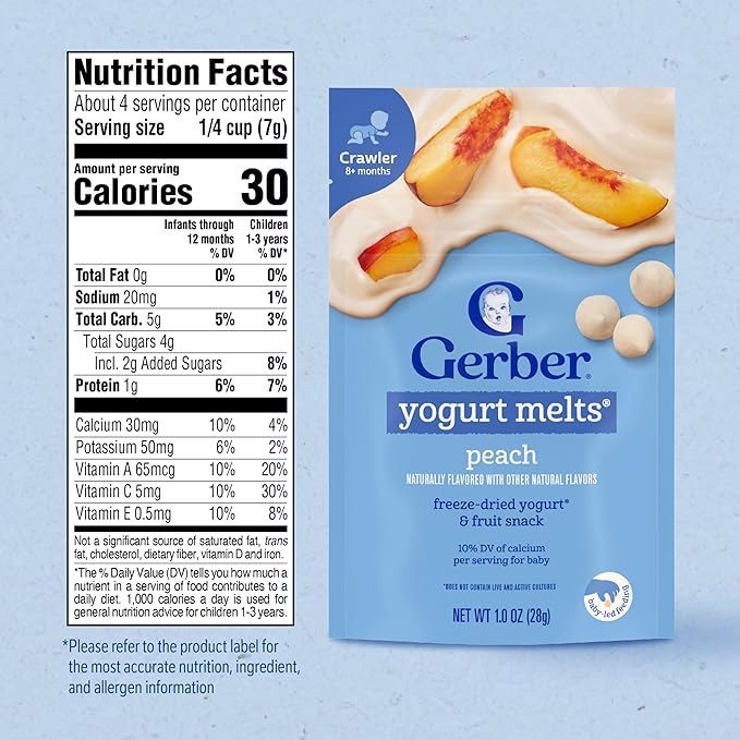 Gerber Baby Snacks Yogurt Melts, Peach, 1 Ounce (Pack of 7)