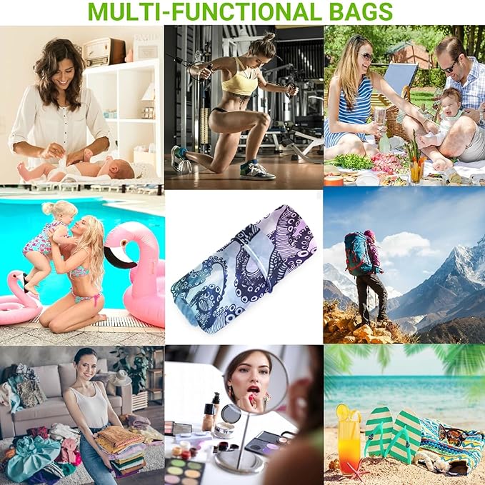 visesunny Abstract Octopus Hipster 2Pcs Wet Bag with Zippered Pockets Washable Reusable Roomy Diaper Bag for Travel,Beach,Daycare,Stroller,Diapers,Dirty Gym Clothes,Wet Swimsuits,Toiletries