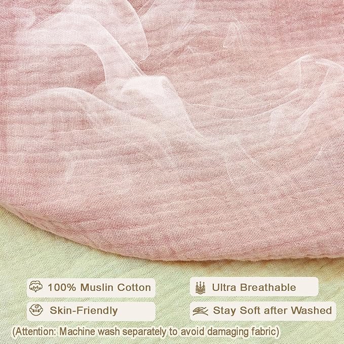 Nursing Pillow Cover - 2-Pack Muslin Cotton Removable Covers for Breastfeeding Pillows, Ultra-Soft Baby Feeding Pillowcase for Newborns, Fits 22.5"x18" Pillows (Pink & Cream)