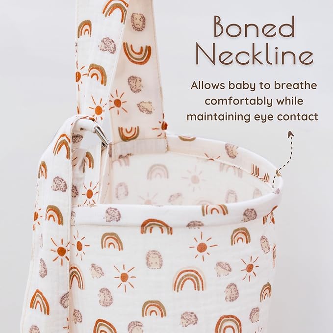 Muslin Nursing Cover Up for Breastfeeding, 47"x47" Cotton Muslin Breastfeeding Covers for Nursing, Full Coverage Breast Feeding Covers, Pumping Cover Oeko-TEX Designed in France - Neutral Rainbow