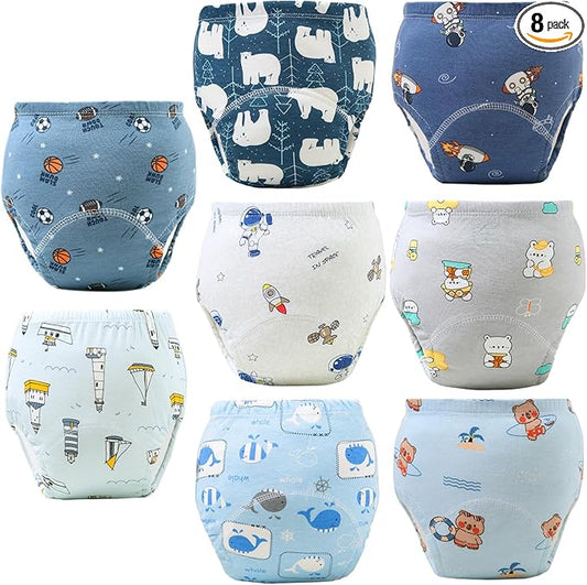 Upairy Potty Training Pants Cotton Absorbent Training Underwear for Toddler Boy and Girls 2T-5T,Soft Absorbent & Leak-Proof with Characters(8PCS,M)