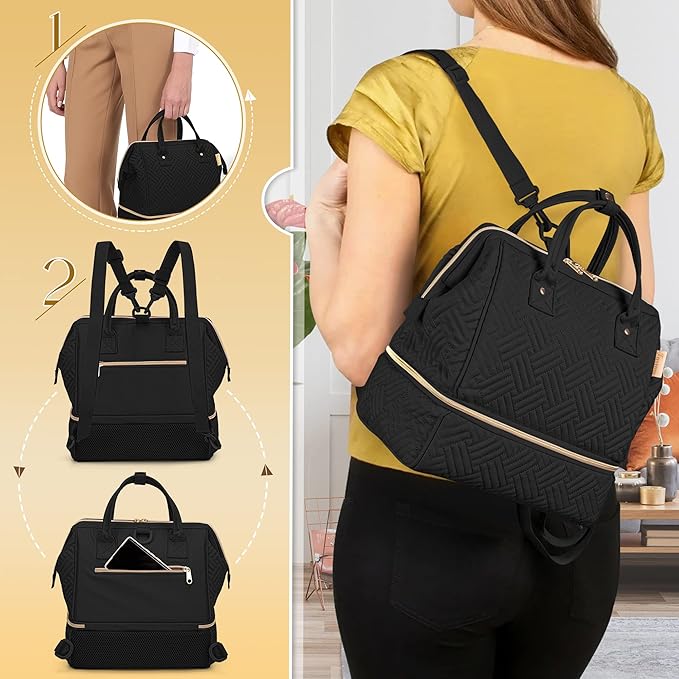Fasrom Small Breast Pump Bag Backpack with Cooler Compatible with Momcozy and Medela Pumps, Pumping Tote with Waterproof Mat, Black