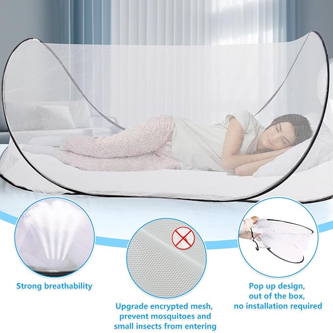 78 * 31 * 23 Inch Large Pop Up Mosquito Net, Portable Foldable Mesh Tent, Breathable Lightweight Mosquito Net Tent for Bed Camping Travel Patio