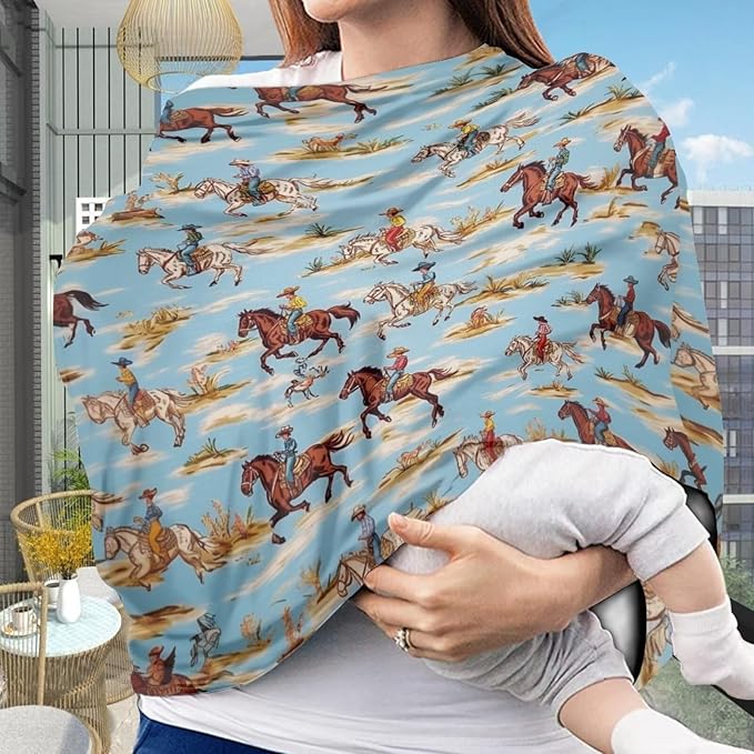 Belidome Western Cowboy Baby Stuff Breastfeeding Cover for Women Stretchy Breathable Nursing Covers Carseat Canopy
